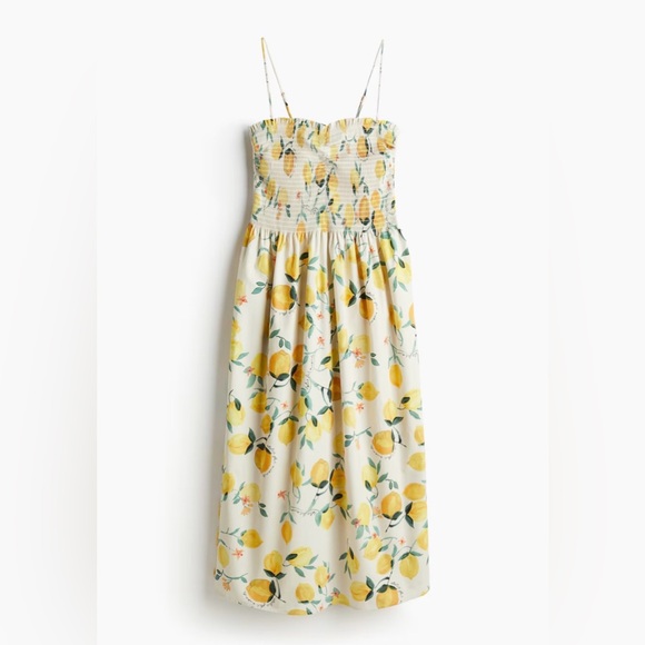 H&M Dresses & Skirts - H&M 🍋 100% Cotton Smocked Top Midi Dress • Size XS